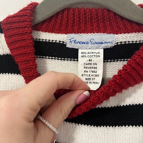 Florence Eiseman Kid's Inchworm Striped Knit Sweater Size 3T - Picture 4 of 6